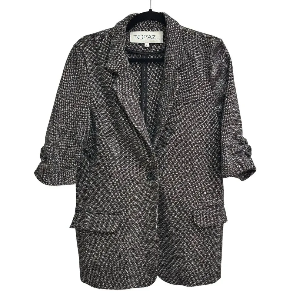 Vintage Classic Wool Tweed Oversized Sport Coat Jacket Blazer Women’s Size Large - Picture 1 of 9